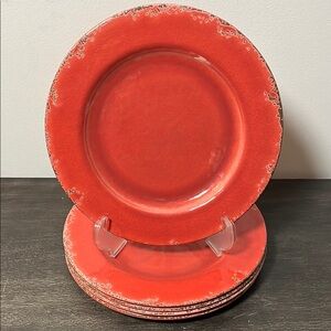 William Sonoma, 11” Rustic Outdoor Melamine Dinner Plates (5) Discontinued Color